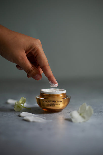 Kojic Acid Brightening Face Cream – Fades Dark Spots on Acne-Prone Sensitive Skin, Nut-Free
