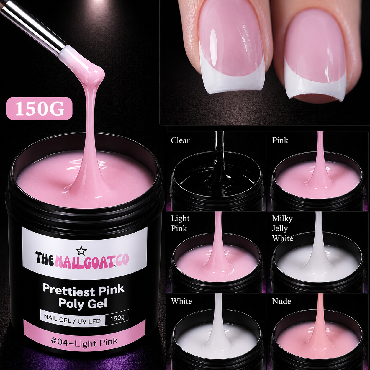 150g Self-Leveling HEMA/TPO-Free Poly Gel for Nail Professionals | TheNailGoatco