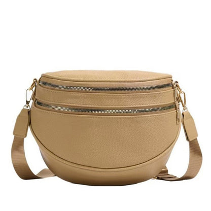 Sabrina Double Zip Leather Crescent Sling