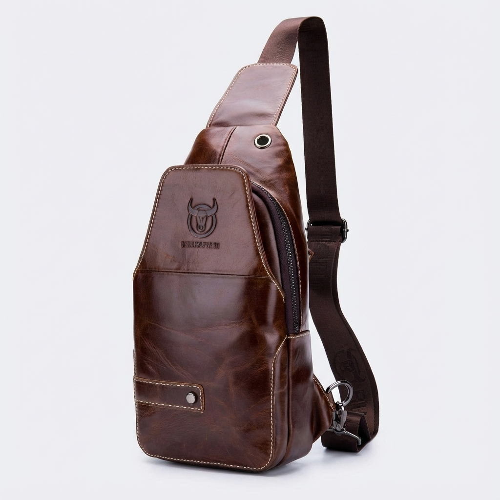 Men's Genuine Leather Sling Bag – Structured Office Carry - Shaketea