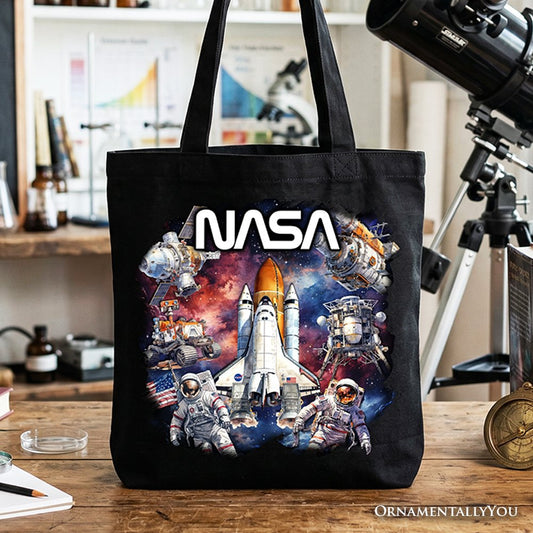 Artistic NASA Handcrafted Tote Bag, Astronaut in Outer Space with the Planets Gift Shopper - Shaketea
