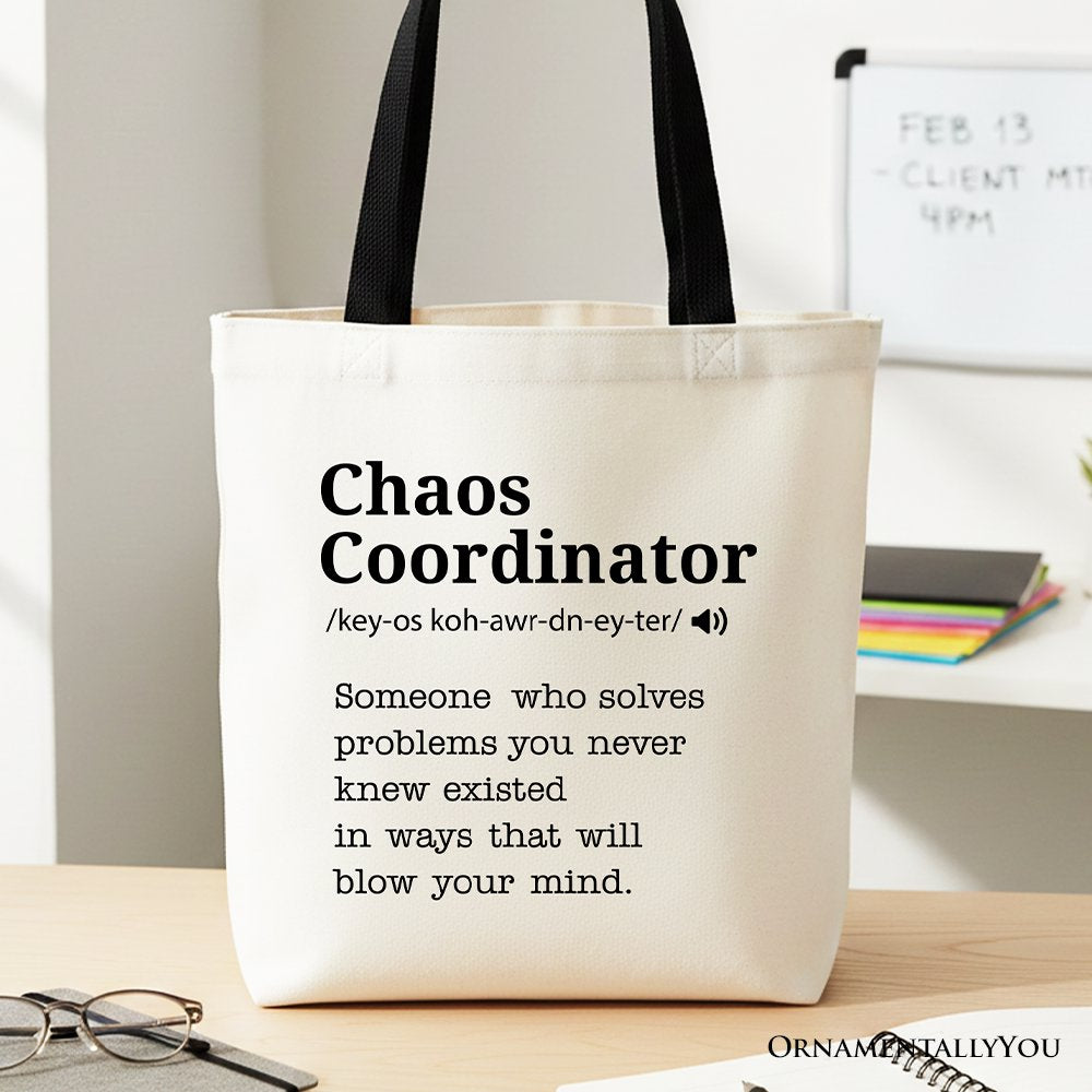 Chaos Coordinator Definition Canvas Tote Bag, Funny Gift Shopper for Busy Moms