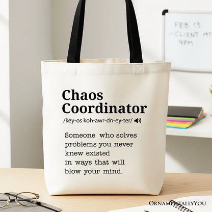 Chaos Coordinator Definition Canvas Tote Bag, Funny Gift Shopper for Busy Moms