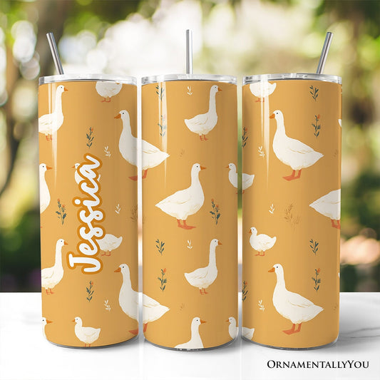 Charming Goose Pattern 20oz Personalized Tumbler With Lid and Stainless Steel Straw, Country Farm Animal Gift Cup - Shaketea