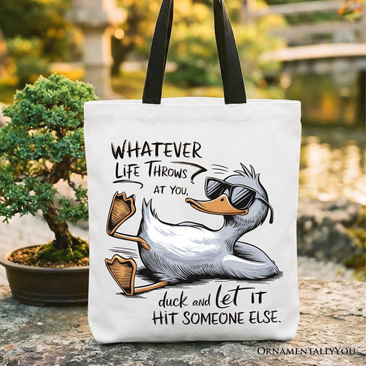 Chill Duck Life Quote Tote Bag, Sarcastic Gift Shopper for Cool People - Shaketea