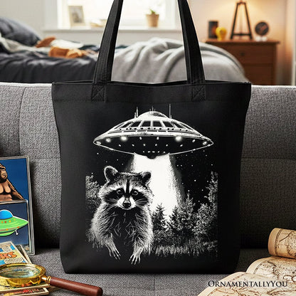 Funny UFO Raccoon Tote Bag, Gift Shopper for Alien Enthusiasts - Shaketea