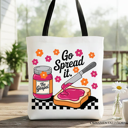 Go Spread It Christian Tote Bag, Cute Gospel Jam and Toast Gift Shopper - Shaketea