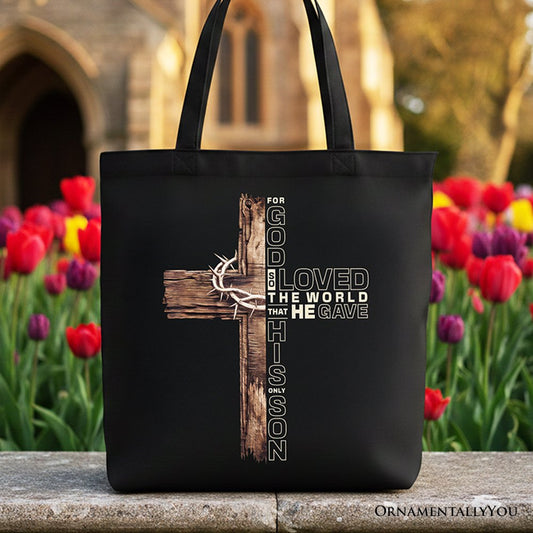 God Gave His Only Son Cross Tote Bag, Christian John 3:16 Faith Gift Shopper - Shaketea