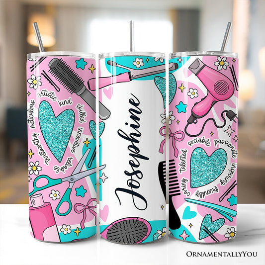 Hair Stylist Beauty Tools Pattern 20oz Personalized Tumbler With Lid and Stainless Steel Straw, Salon Cosmetology Gift Cup - Shaketea