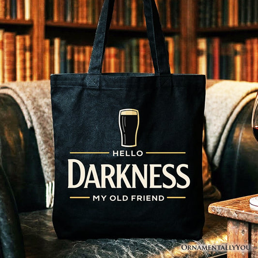 Hello Darkness My Old Friend Tote Bag, Dark Beer Lover Gift Shopper - Shaketea