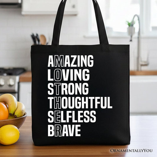 Inspirational Mom Tote Bag, Definition Gift Shopper for Brave and Thoughtful Mothers - Shaketea