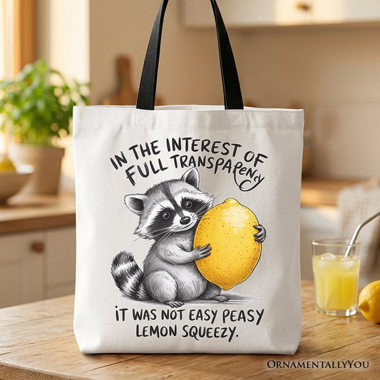 Lemon Squeezy Raccoon Tote Bag, Funny Gift Shopper for Sarcastic People - Shaketea