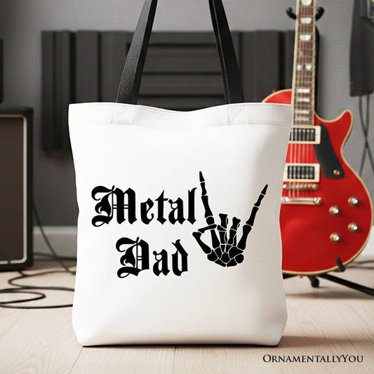 Metal Dad Skeleton Tote Bag, Rock Music Hand Sign Gift Shopper - Shaketea