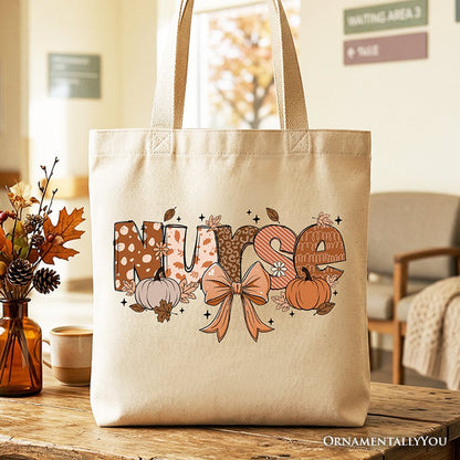 Nurse Coquette Autumn Tote Bag, Cozy Fall Pumpkins for Nurses - Shaketea