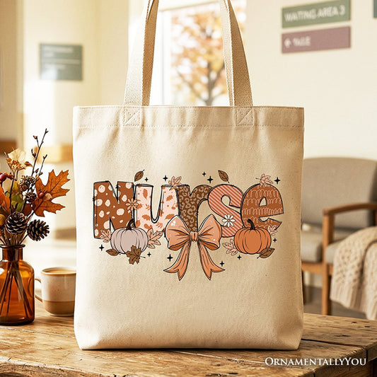 Nurse Coquette Autumn Tote Bag, Cozy Fall Pumpkins for Nurses - Shaketea