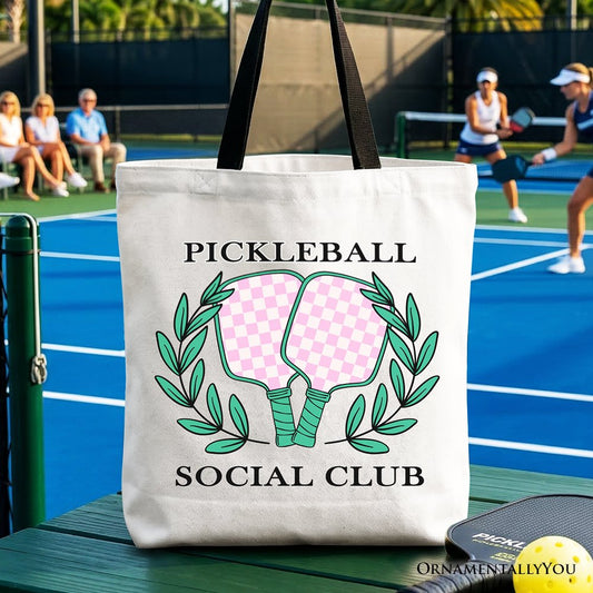 Pickleball Social Club Tote Bag, Cute Retro Girly Sporty Gift Shopper - Shaketea