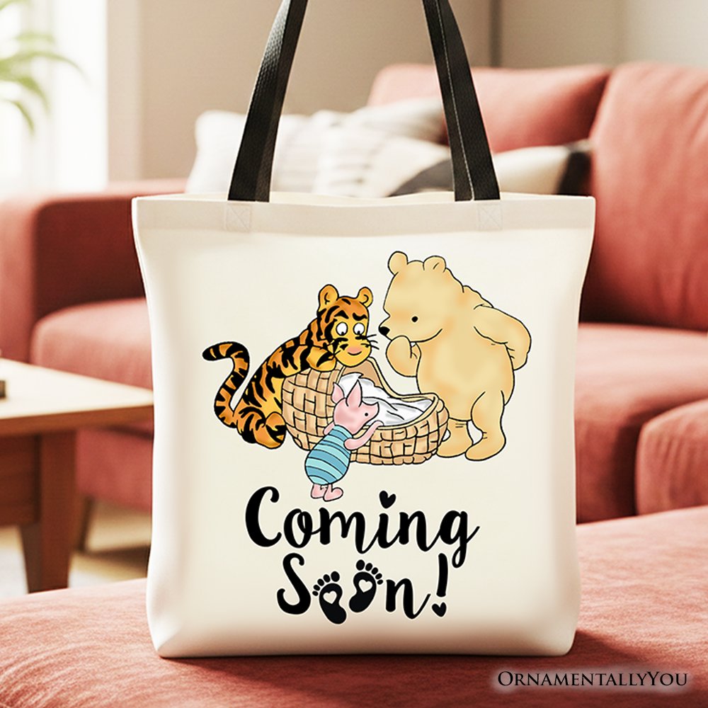 Pregnancy Announcement Winnie-the-Pooh Tote Bag 1926 A.A. Milne Baby Coming Soon Mom Gift Shopper - Shaketea
