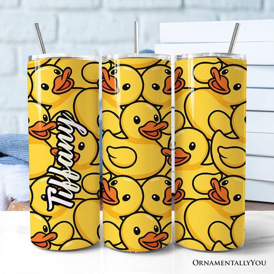 Rubber Ducky Print 20oz Personalized Tumbler With Lid and Stainless Steel Straw, Fun Cartoon Animal Gift Cup - Shaketea