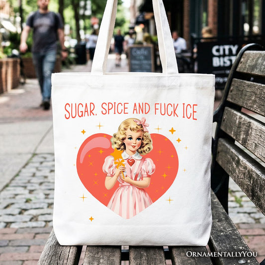 Sugar Spice and Fuck Ice Retro Protest Tote Bag, Vintage Social Justice Gift Shopper - Shaketea