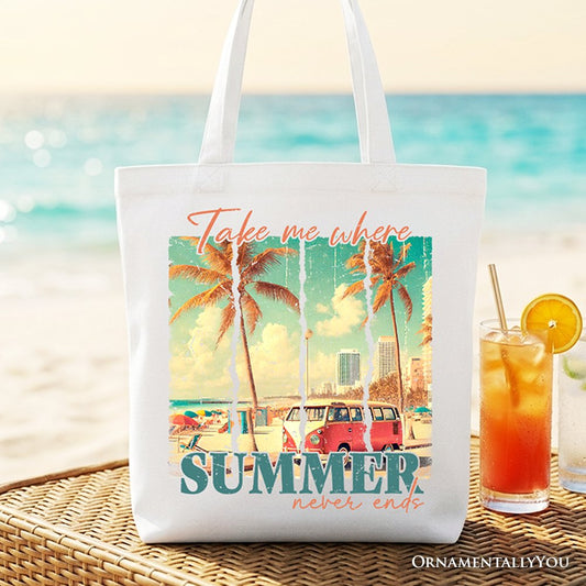 Summer Never Ends Tote Bag, Vintage Gift Shopper - Shaketea