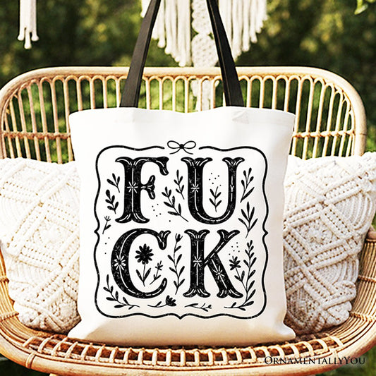 Sweary Wildflower Adult Humor Tote Bag, Western Boho Sassy Gift Shopper - Shaketea