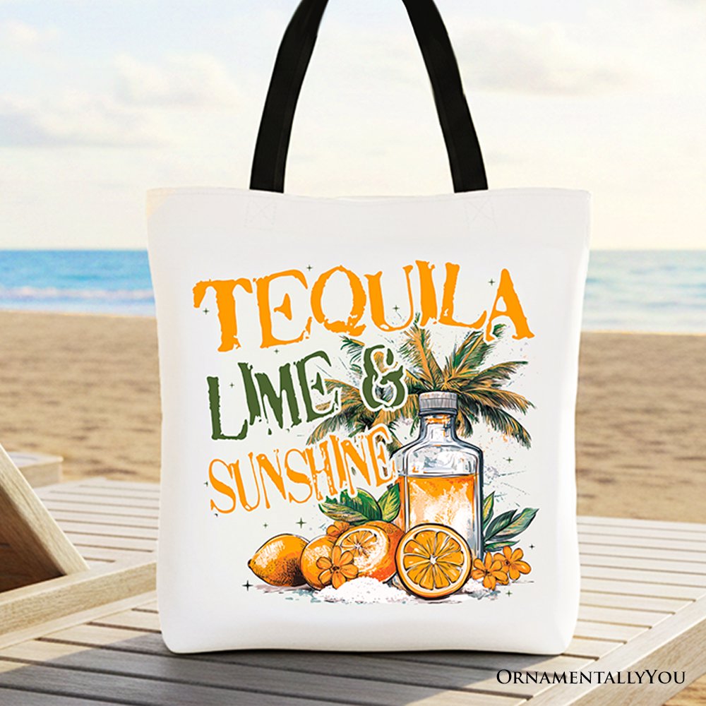 Tequila Lime & Sunshine Tote Bag, Trendy Summer Drinking Gift Shopper - Shaketea