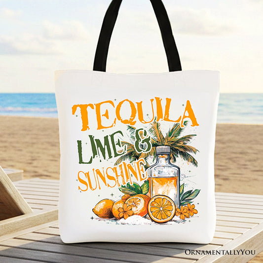 Tequila Lime & Sunshine Tote Bag, Trendy Summer Drinking Gift Shopper - Shaketea