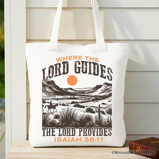 The Lord Provides Christian Tote Bag, Retro Western Desert Worship Gift Shopper - Shaketea