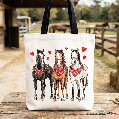 Valentine Horses Western Tote Bag, Cute Country Lover Gift Shopper - Shaketea
