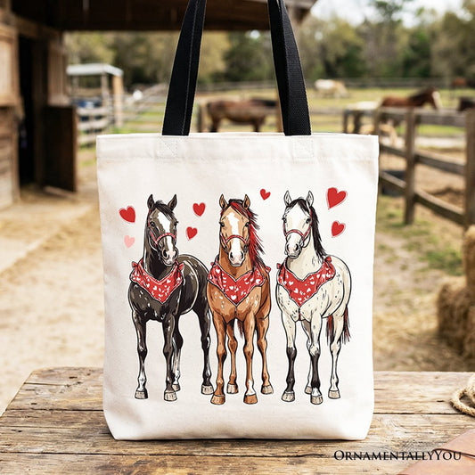 Valentine Horses Western Tote Bag, Cute Country Lover Gift Shopper - Shaketea