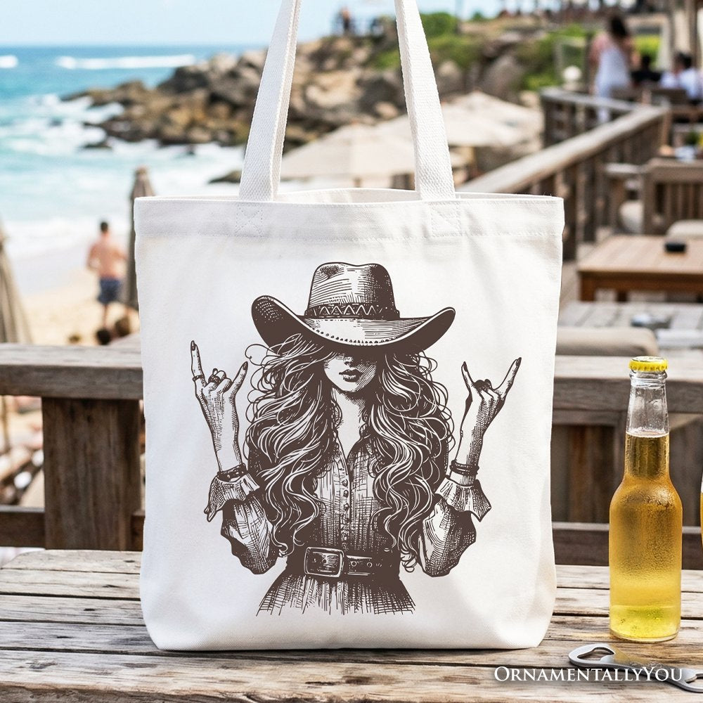 Western Cowgirl Rocker Tote Bag, Country Rodeo Style Gift Shopper - Shaketea