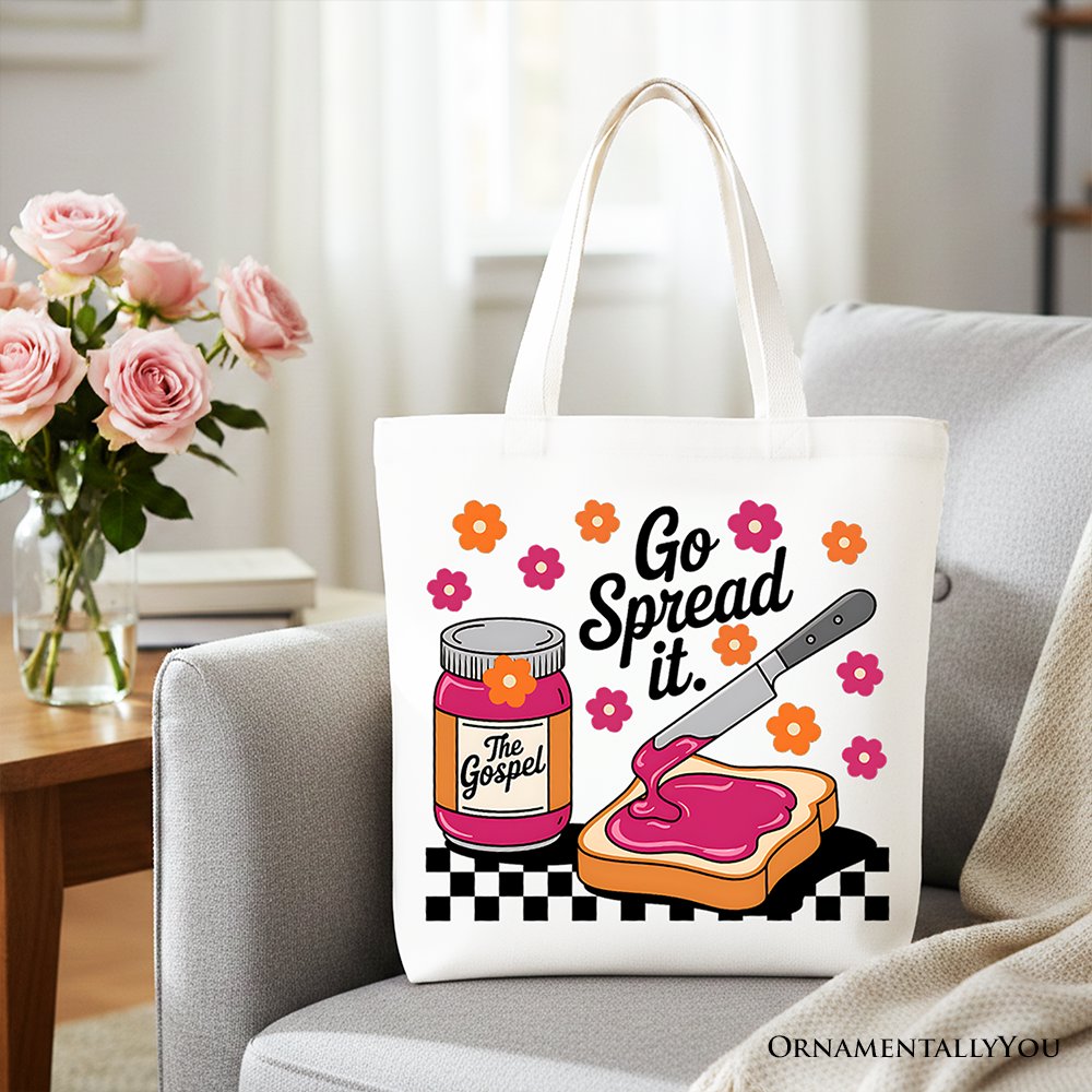 Go Spread It Christian Tote Bag, Cute Gospel Jam and Toast Gift Shopper - Shaketea