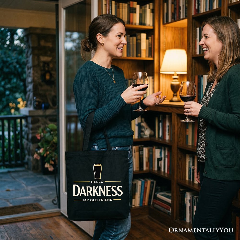 Hello Darkness My Old Friend Tote Bag, Dark Beer Lover Gift Shopper - Shaketea