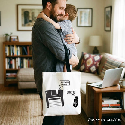 I Am Your Father Floppy Disk Tote Bag, Funny USB Retro Dad Computer Nerd Gift Shopper - Shaketea
