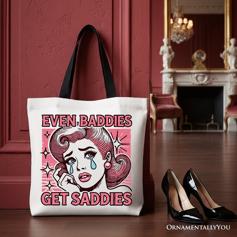 Even Baddies Get Saddies Tote Bag, Retro Crying Girl Pop Art for Stylish and Emotional Women - Shaketea