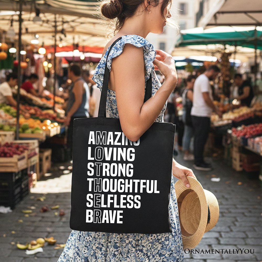 Inspirational Mom Tote Bag, Definition Gift Shopper for Brave and Thoughtful Mothers - Shaketea