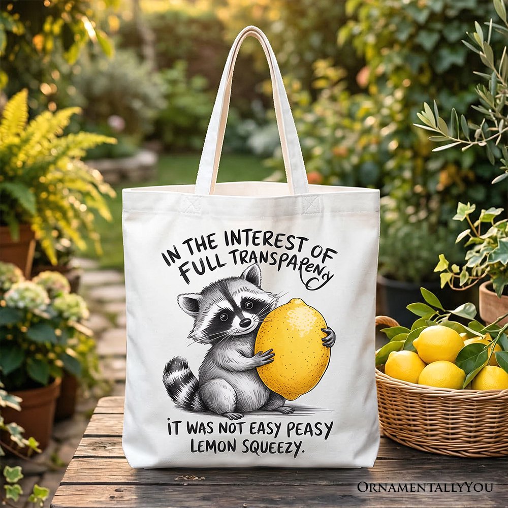 Lemon Squeezy Raccoon Tote Bag, Funny Gift Shopper for Sarcastic People - Shaketea