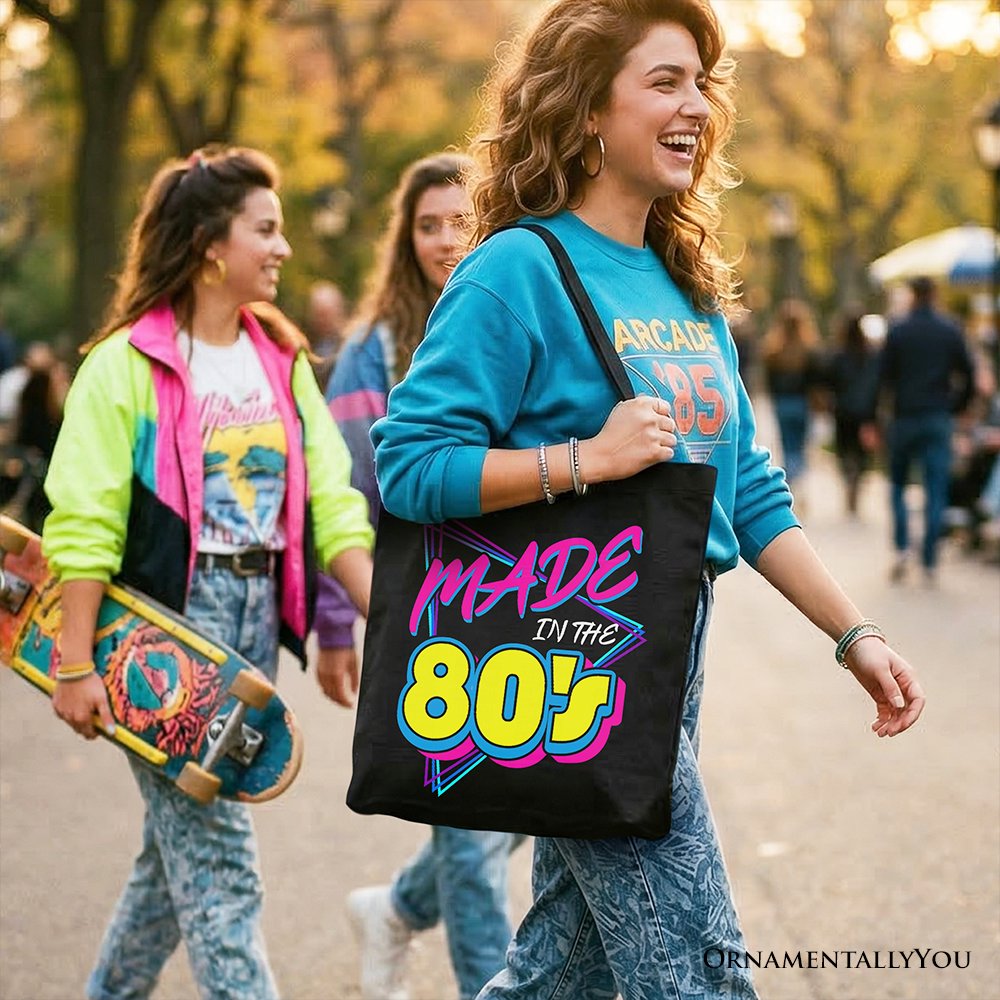 Made In The 80s Tote Bag, Neon Retro Eighties Kid Gift Shopper - Shaketea