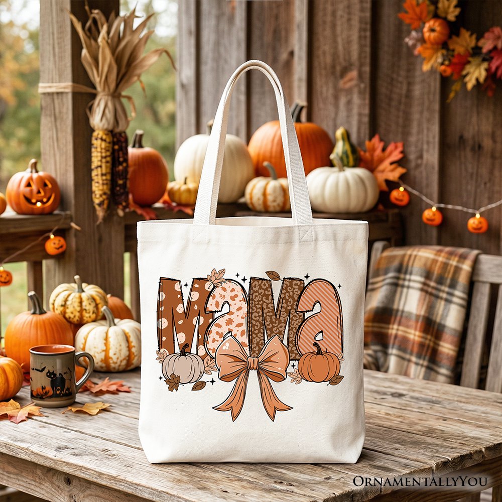 Mama Coquette Autumn Tote Bag, Cozy Fall Pumpkins for Mothers - Shaketea