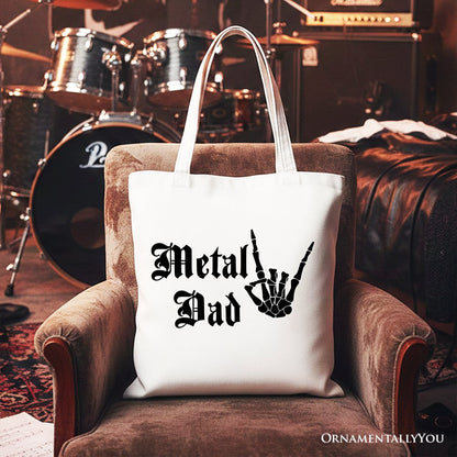 Metal Dad Skeleton Tote Bag, Rock Music Hand Sign Gift Shopper - Shaketea