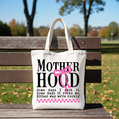 Motherhood Coquette Pink Bow Tote Bag, Retro Checkered Gift Shopper - Shaketea