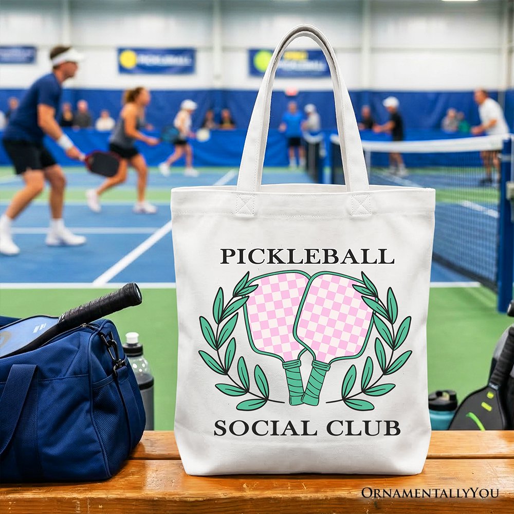 Pickleball Social Club Tote Bag, Cute Retro Girly Sporty Gift Shopper - Shaketea