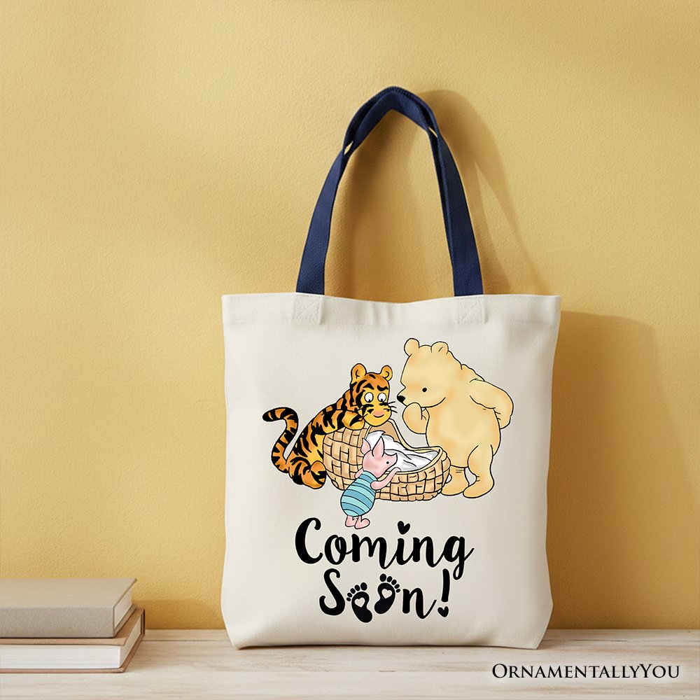 Pregnancy Announcement Winnie-the-Pooh Tote Bag 1926 A.A. Milne Baby Coming Soon Mom Gift Shopper - Shaketea