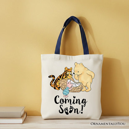 Pregnancy Announcement Winnie-the-Pooh Tote Bag 1926 A.A. Milne Baby Coming Soon Mom Gift Shopper - Shaketea