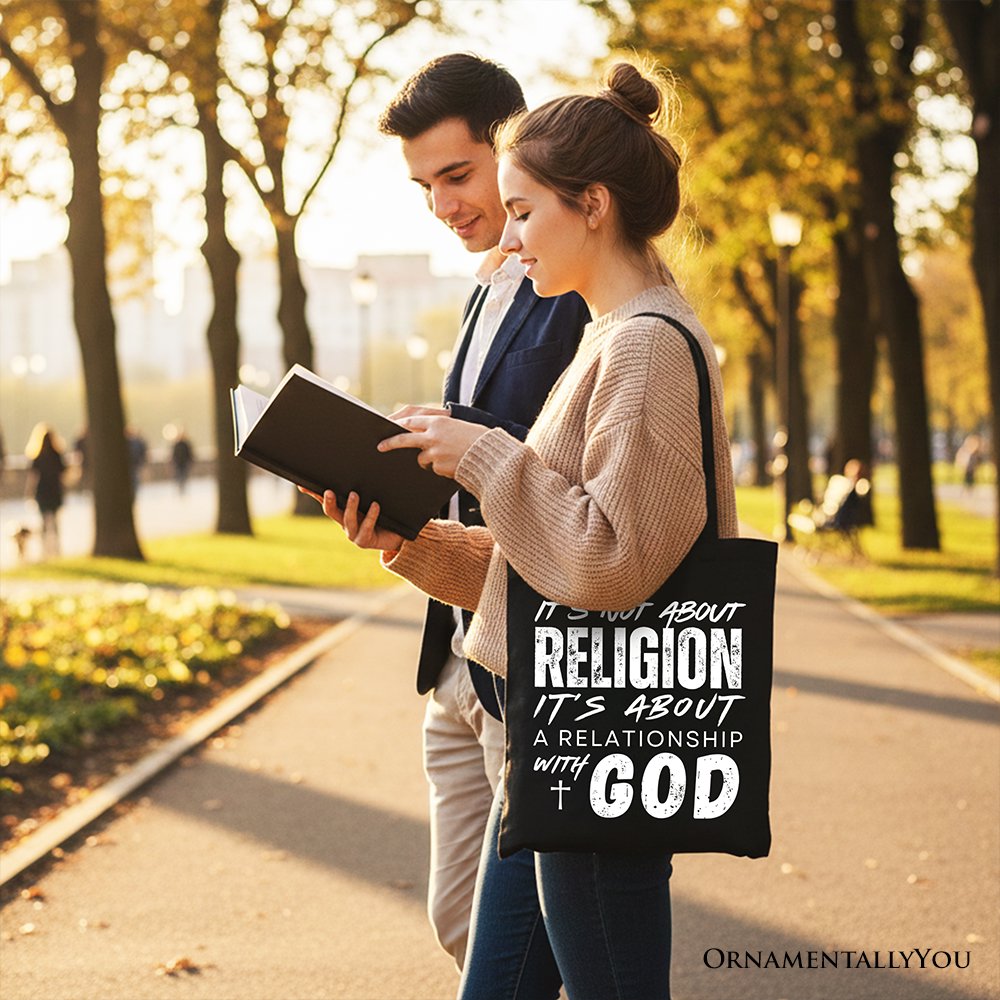 Relationship With God Tote Bag, Christian Statement Faith Gift Shopper - Shaketea