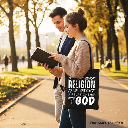 Relationship With God Tote Bag, Christian Statement Faith Gift Shopper - Shaketea