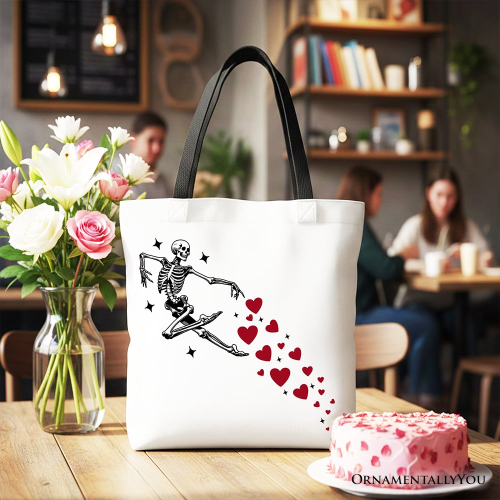 Skeleton Hearts Valentine Tote Bag, Playful Funny Gift Shopper - Shaketea