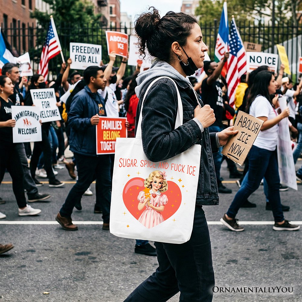 Sugar Spice and Fuck Ice Retro Protest Tote Bag, Vintage Social Justice Gift Shopper - Shaketea