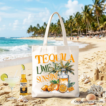 Tequila Lime & Sunshine Tote Bag, Trendy Summer Drinking Gift Shopper - Shaketea