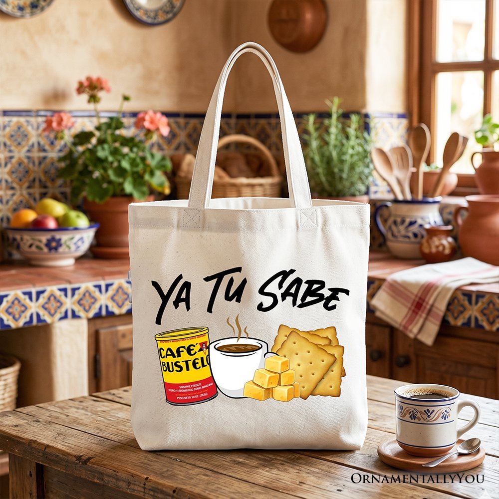 Tu Sabe Café Queso and Galleta Tote Bag, Funny Latin Coffee Gift Shopper For Caffeine Lover - Shaketea